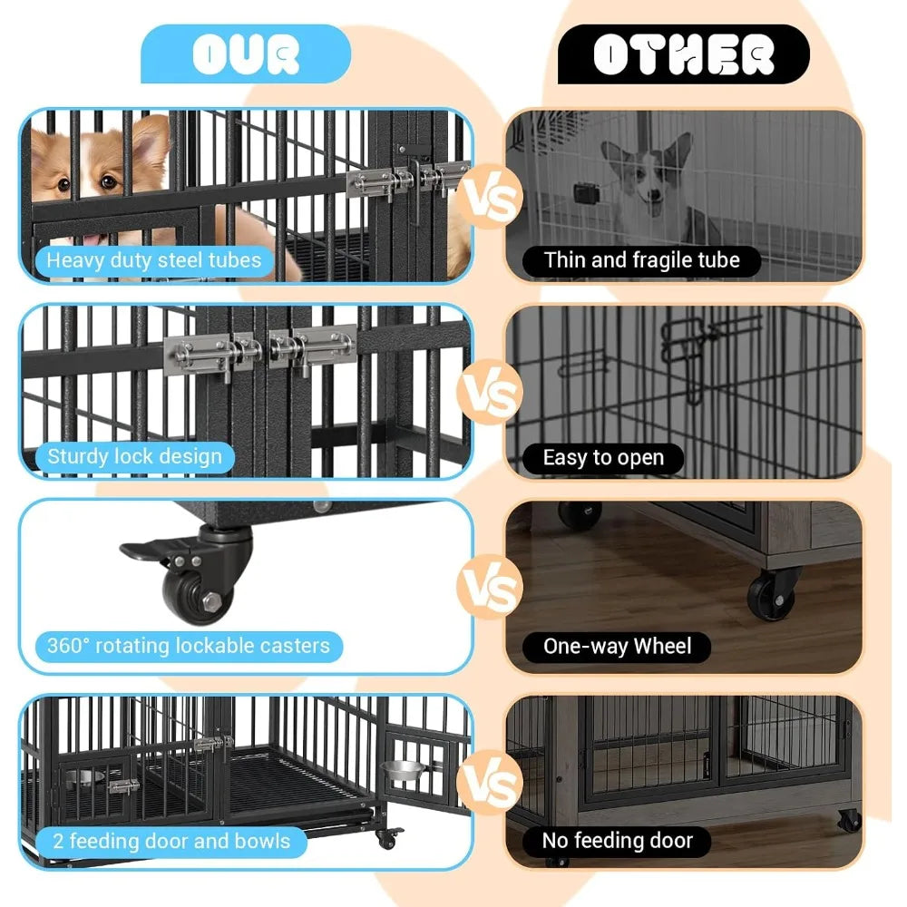 Garvee Heavy Duty Metal Dog Crate With Double Latch Locks