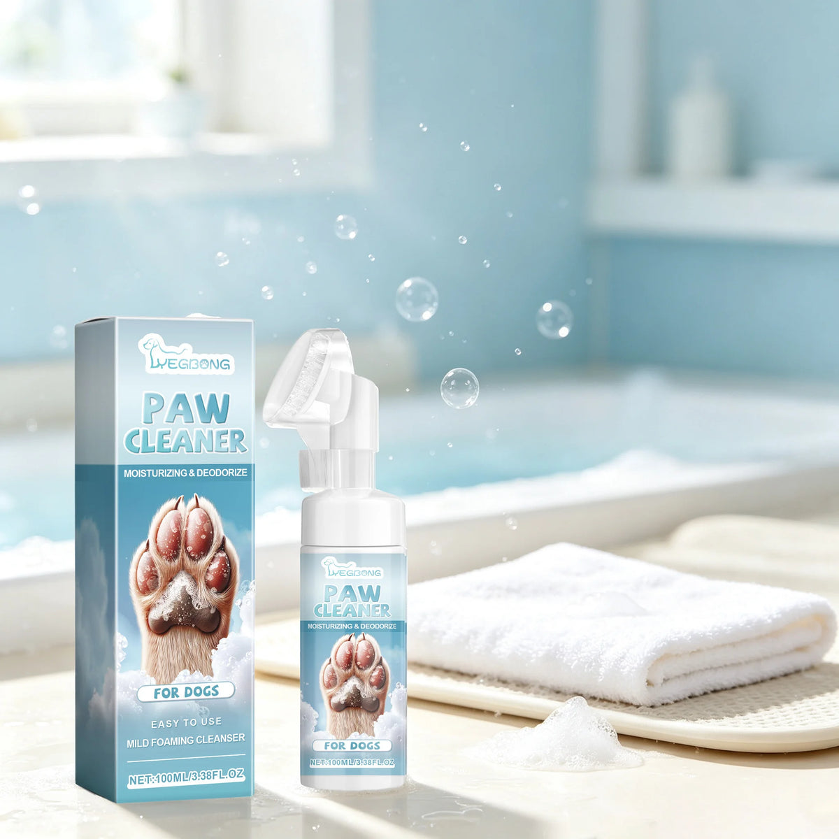 100ML Pet Paw Cleaner Mild Formula Gentle Cleaning Dirts Remove Dirts Moisturizing Anti-chapping Eliminate Bad Odors Easy Rinse Pet Paw Cleaner with Silicone Brush