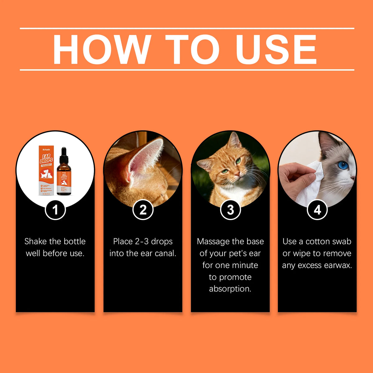 30ML Pet Ear Care Drops Gentle Remove Tough Debris Eliminate Bad Odor Maintain Ear Health Non-irritating Relief Discomfort Pet Ear Care Serum for Cats & Dogs