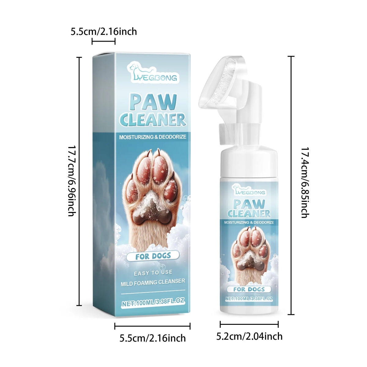 100ML Pet Paw Cleaner Mild Formula Gentle Cleaning Dirts Remove Dirts Moisturizing Anti-chapping Eliminate Bad Odors Easy Rinse Pet Paw Cleaner with Silicone Brush