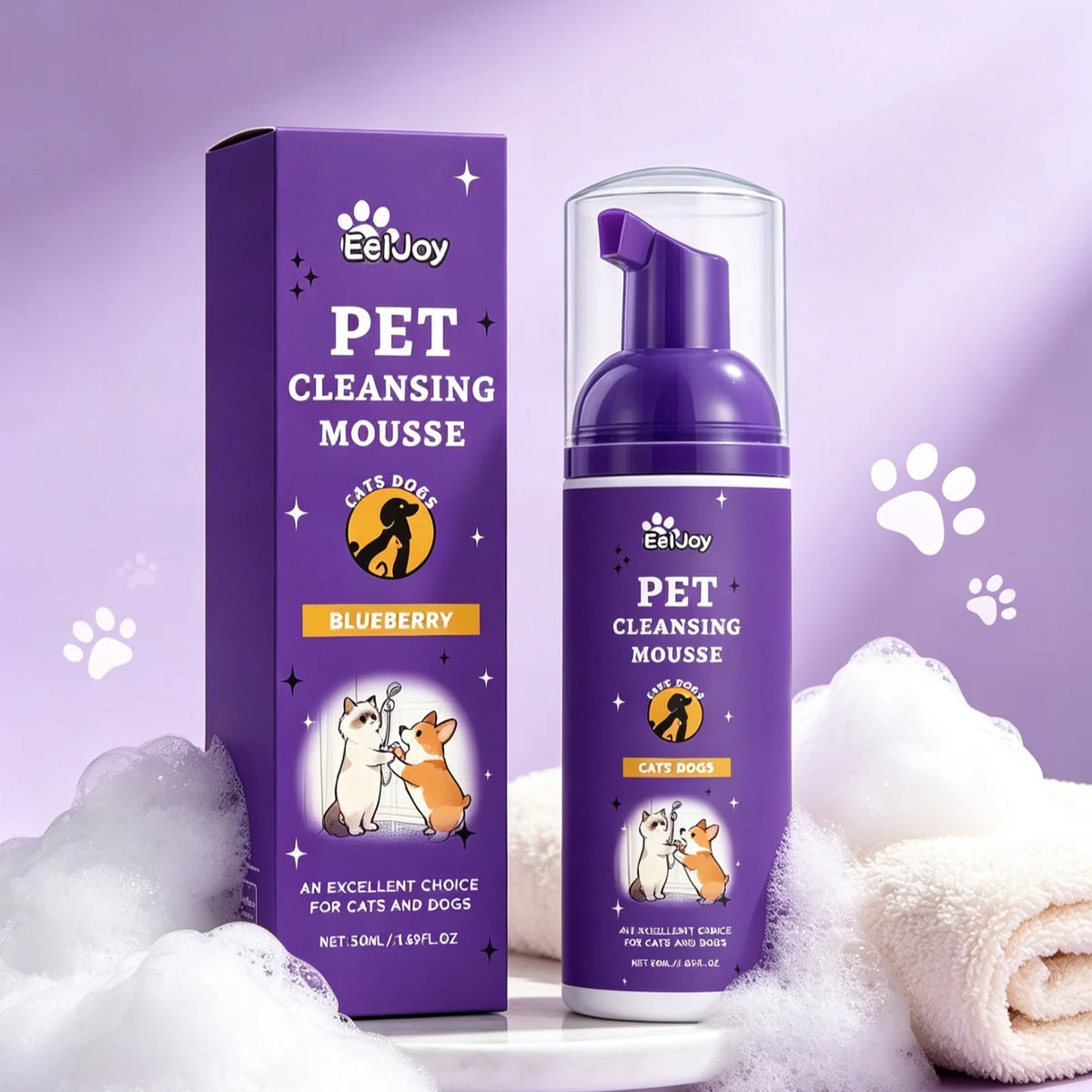 EelJoy Pet Grooming Foam Deep Cleansing Eliminating Odors Soothing Skin Minimize Scratching Prevent Fur Tangling Pet Wash Foam
