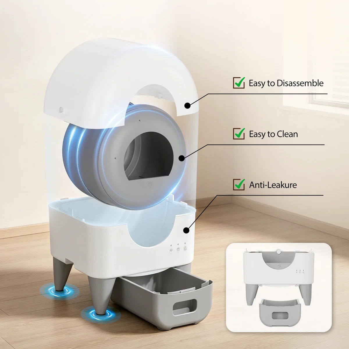 Automatic Smart Self Cleaning Enclosed Cat Litter Box Toilet