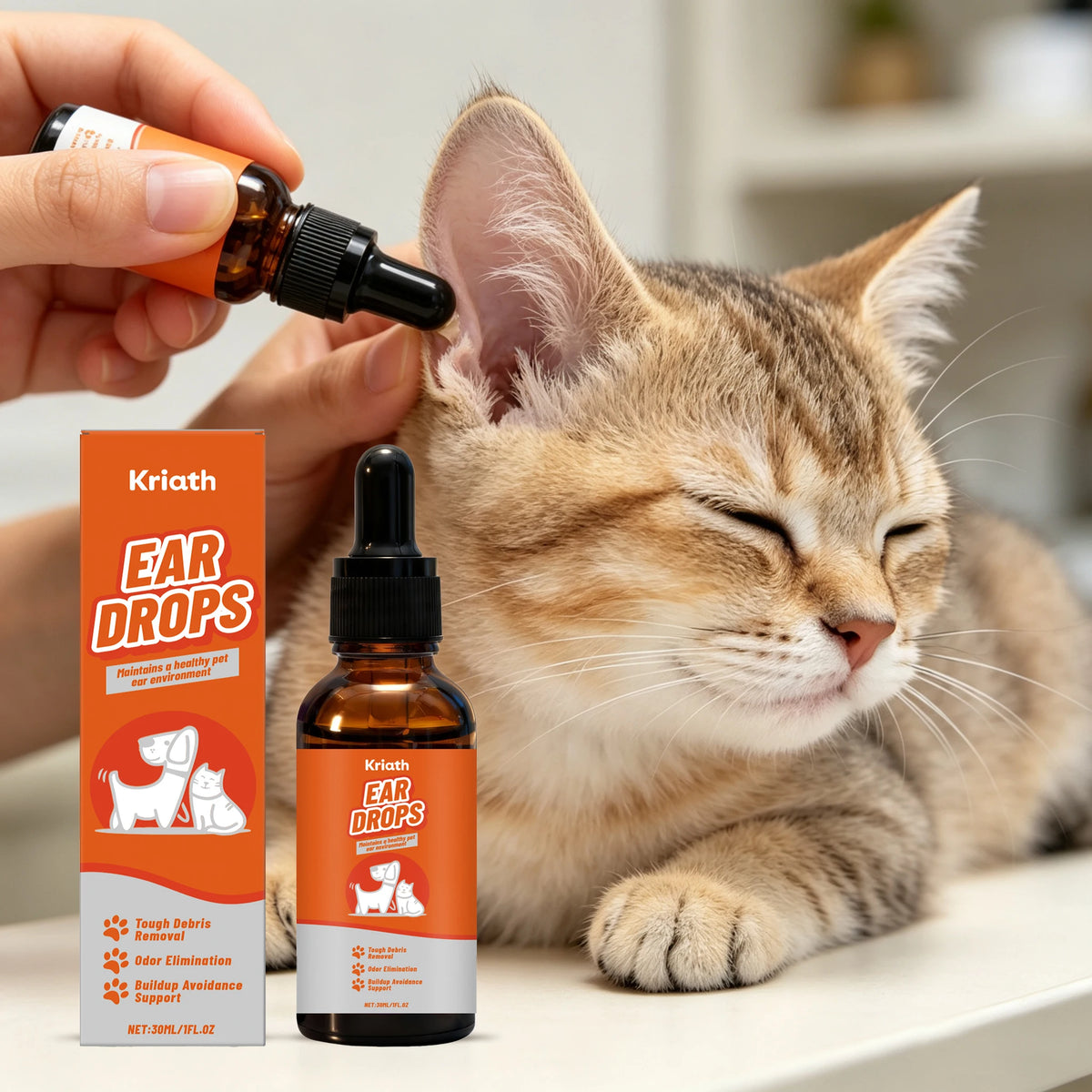 30ML Pet Ear Care Drops Gentle Remove Tough Debris Eliminate Bad Odor Maintain Ear Health Non-irritating Relief Discomfort Pet Ear Care Serum for Cats & Dogs
