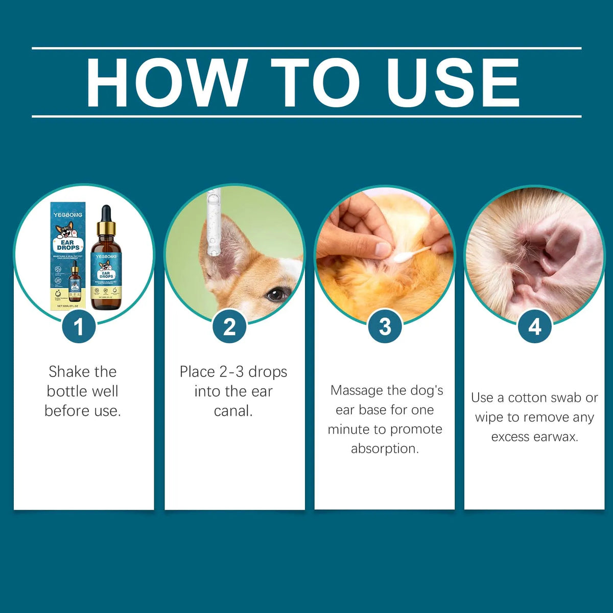 60ML Pet Ear Care Drops Natural Formula Gentle Nourishing Tough Debris Removal Eliminate Bad Odors Cleaning Earwax Nourishing Pet Ear Drops