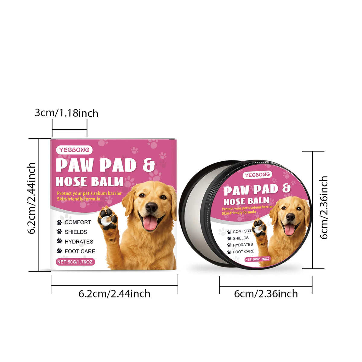 50g Pet Paw Care Balm Gentle Moisturizing Enhance Smoothness Nourishing Anti-chapping Relief Discomfort Daily Massage Maintain Pet Paw Pad Balm