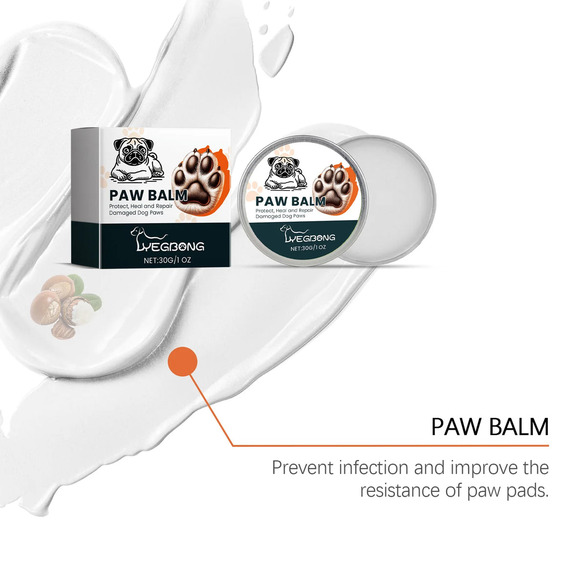 30G Pet Paw Balm Deep Moisturizing Repairing Damaged Skin Nourishing Paw Anti-chapping Enhance Smoothness Protective Natural Pet Paw Balm