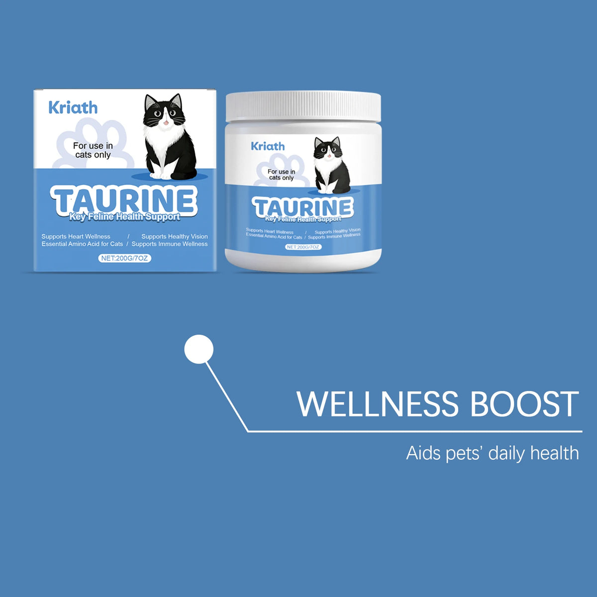 200g Cat Taurine Powder Natural Formula Rich Nutrients Relief Discomfort Promote Pet Health Maintain Pet Oral Mild Pet Taurine Powder for Dogs & Cats