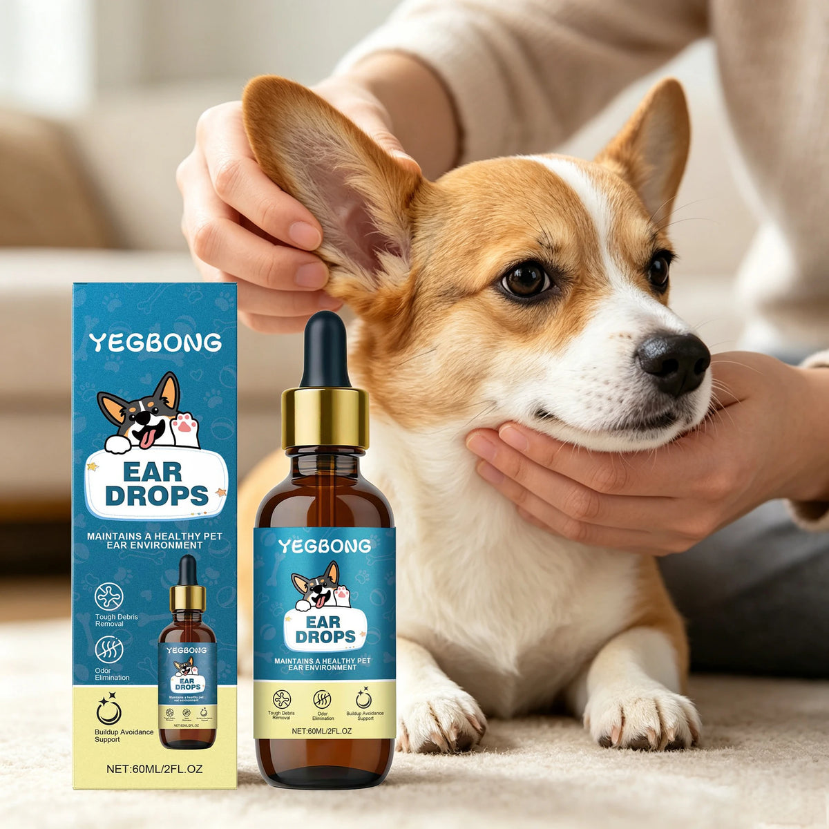 60ML Pet Ear Care Drops Natural Formula Gentle Nourishing Tough Debris Removal Eliminate Bad Odors Cleaning Earwax Nourishing Pet Ear Drops