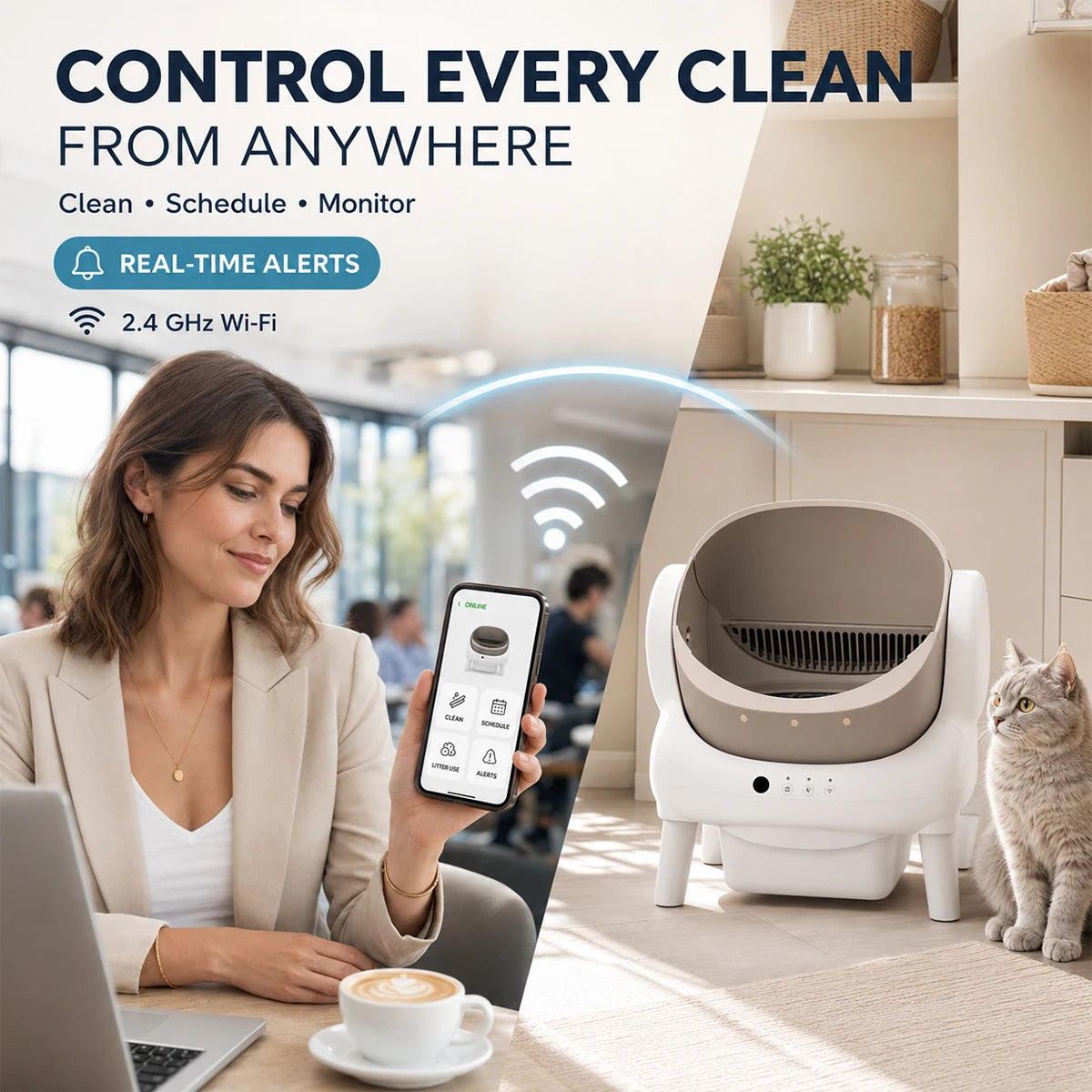 Cumrige Automatic Self Cleaning Cat Litter Box With WiFi Control