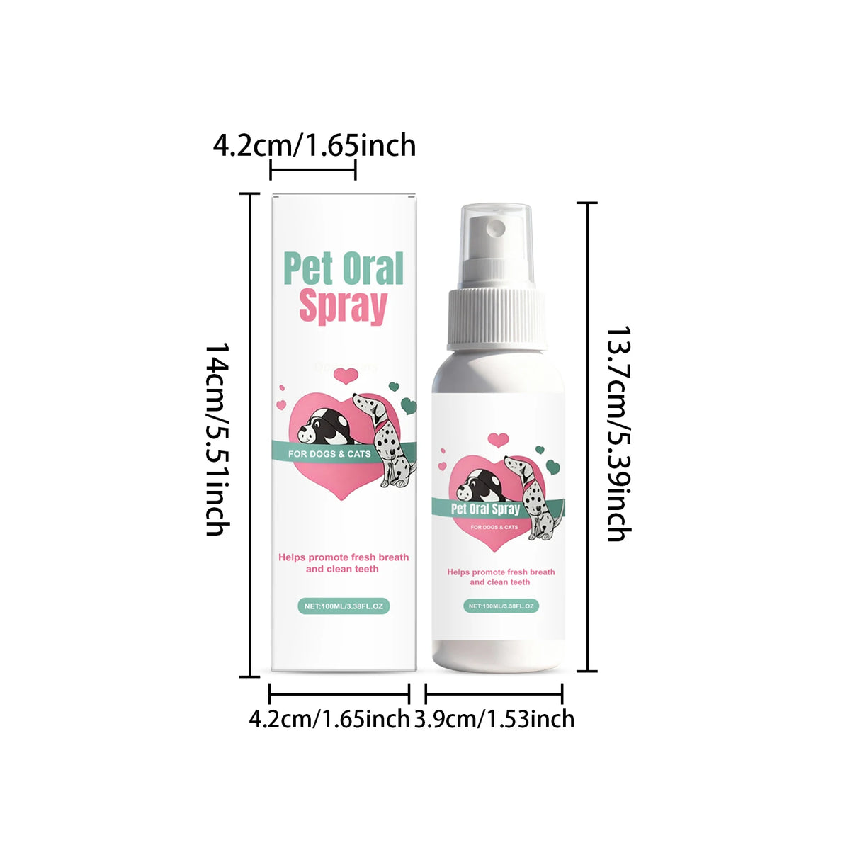 100ML Pet Oral Care Spray Gentle Remove Teeth Stains Prevent Plaque Eliminate Bad Breath Reduce Tartar Promote Pet Health Pet Dental Care Spray