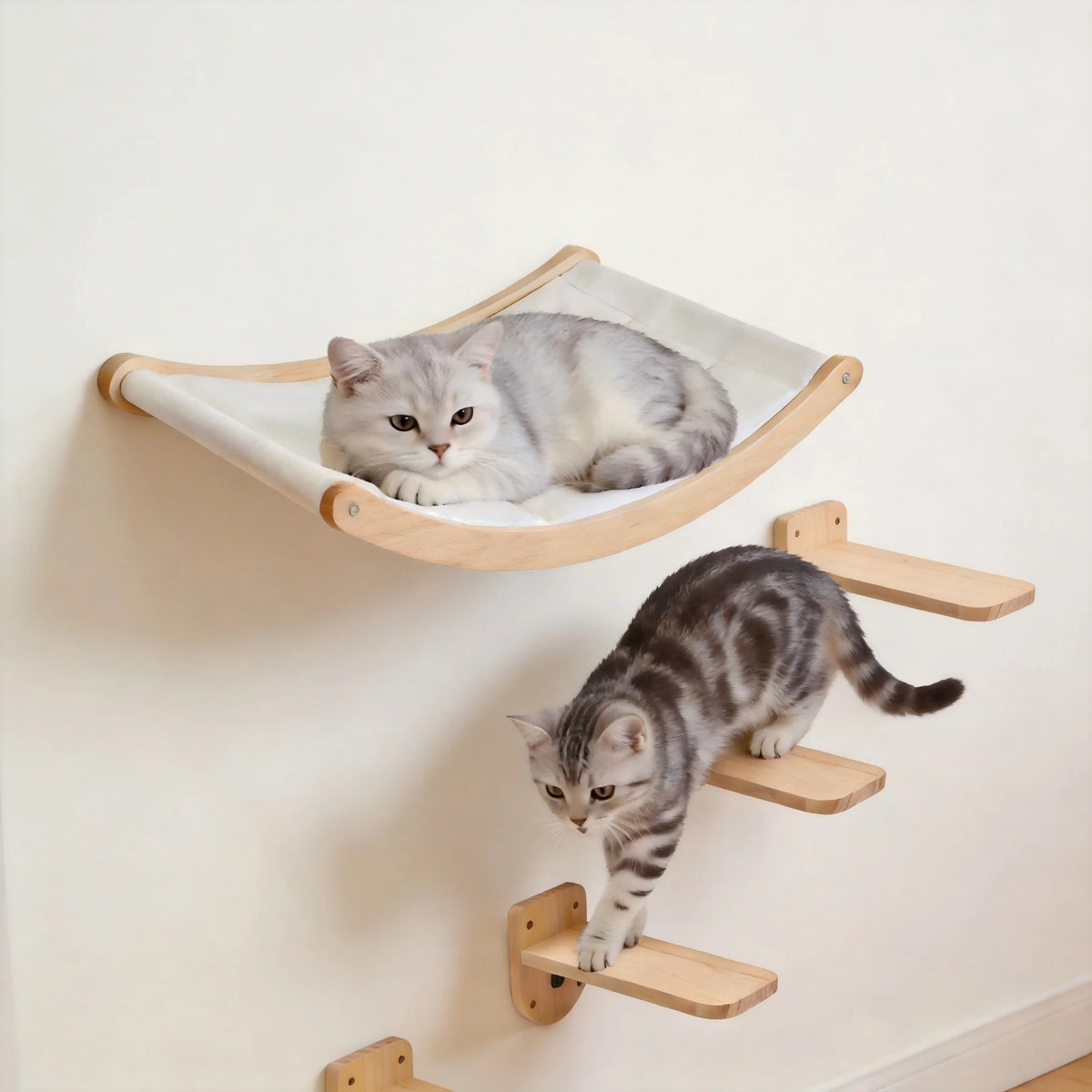 CWV Wall Mounted Cat Hammock Climbing Shelf With Scratching Perch