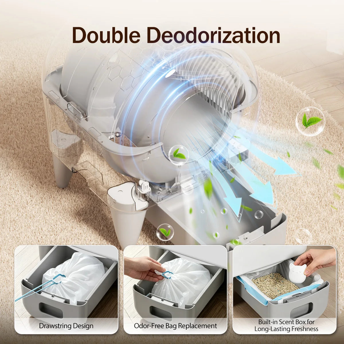 Automatic Smart Self Cleaning Enclosed Cat Litter Box Toilet