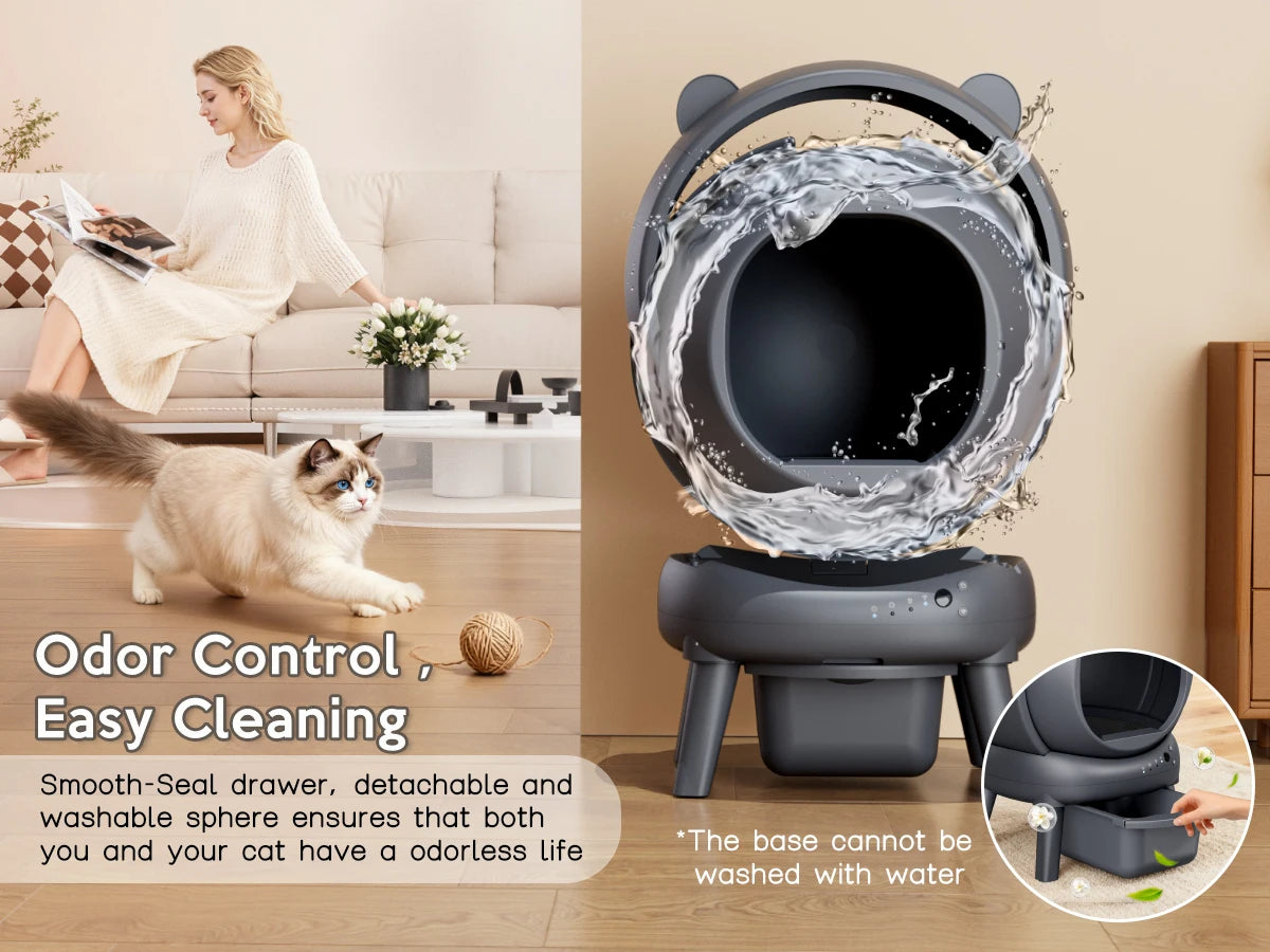 Self-Cleaning Automatic Litter Box With Dual Safety Sensors
