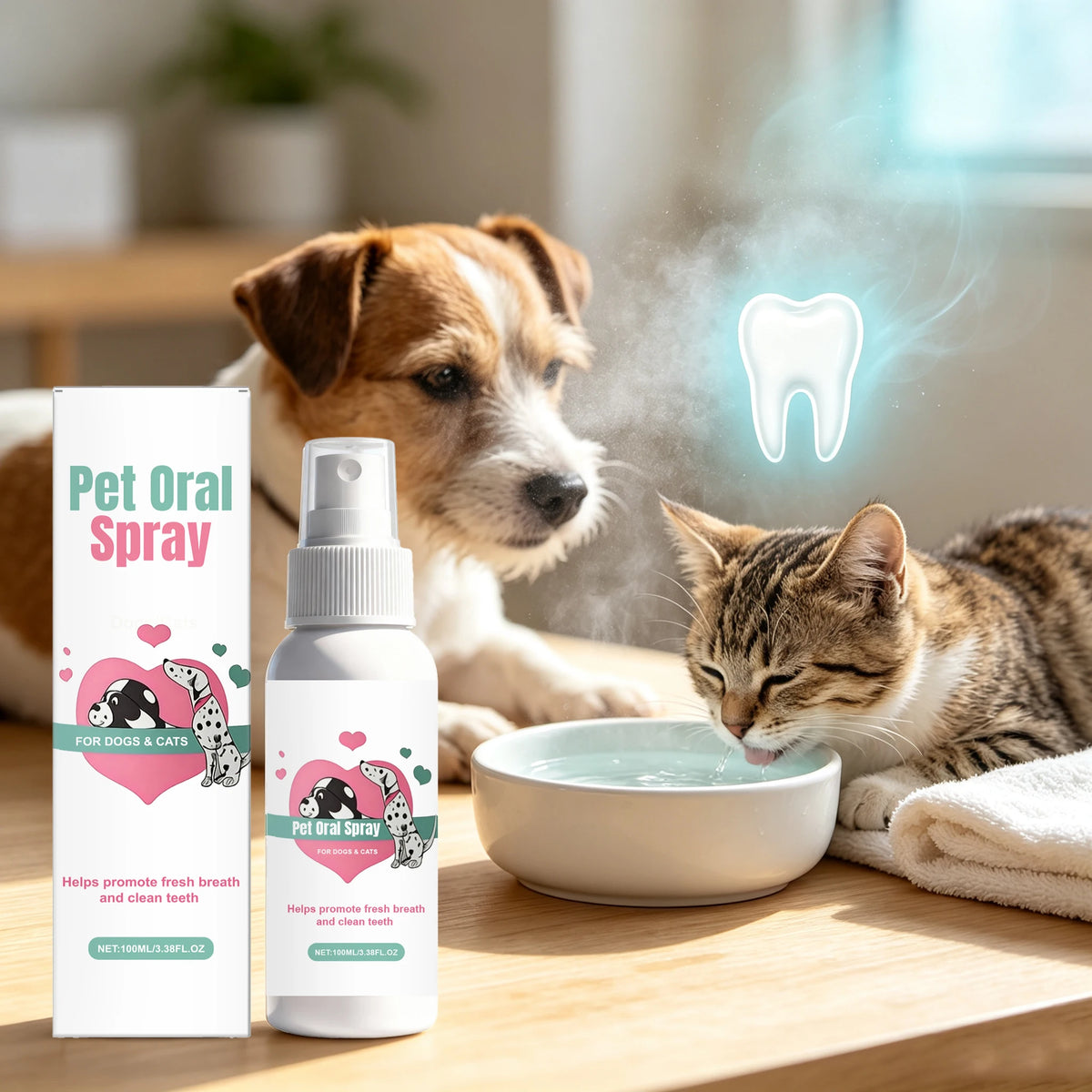 100ML Pet Oral Care Spray Gentle Remove Teeth Stains Prevent Plaque Eliminate Bad Breath Reduce Tartar Promote Pet Health Pet Dental Care Spray