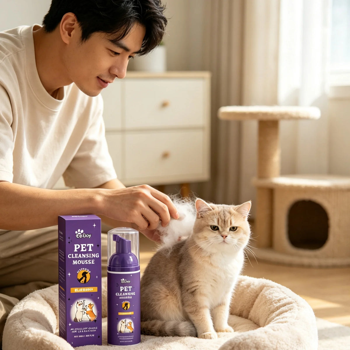 EelJoy Pet Grooming Foam Deep Cleansing Eliminating Odors Soothing Skin Minimize Scratching Prevent Fur Tangling Pet Wash Foam