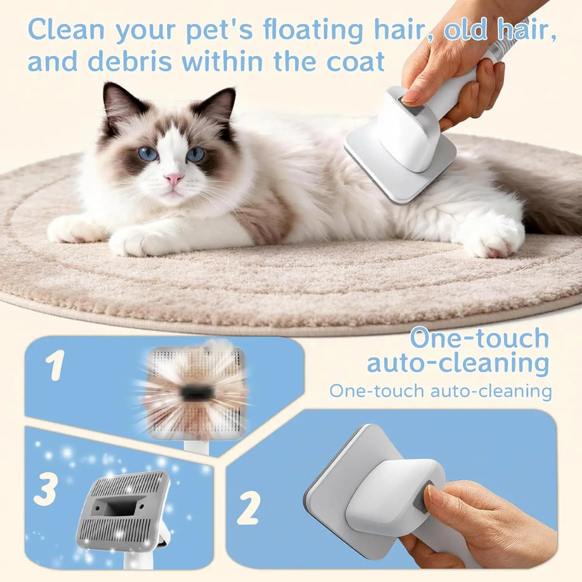 Dog Grooming Vacuum Kit With Deshedding Brush And Paw Trimmer