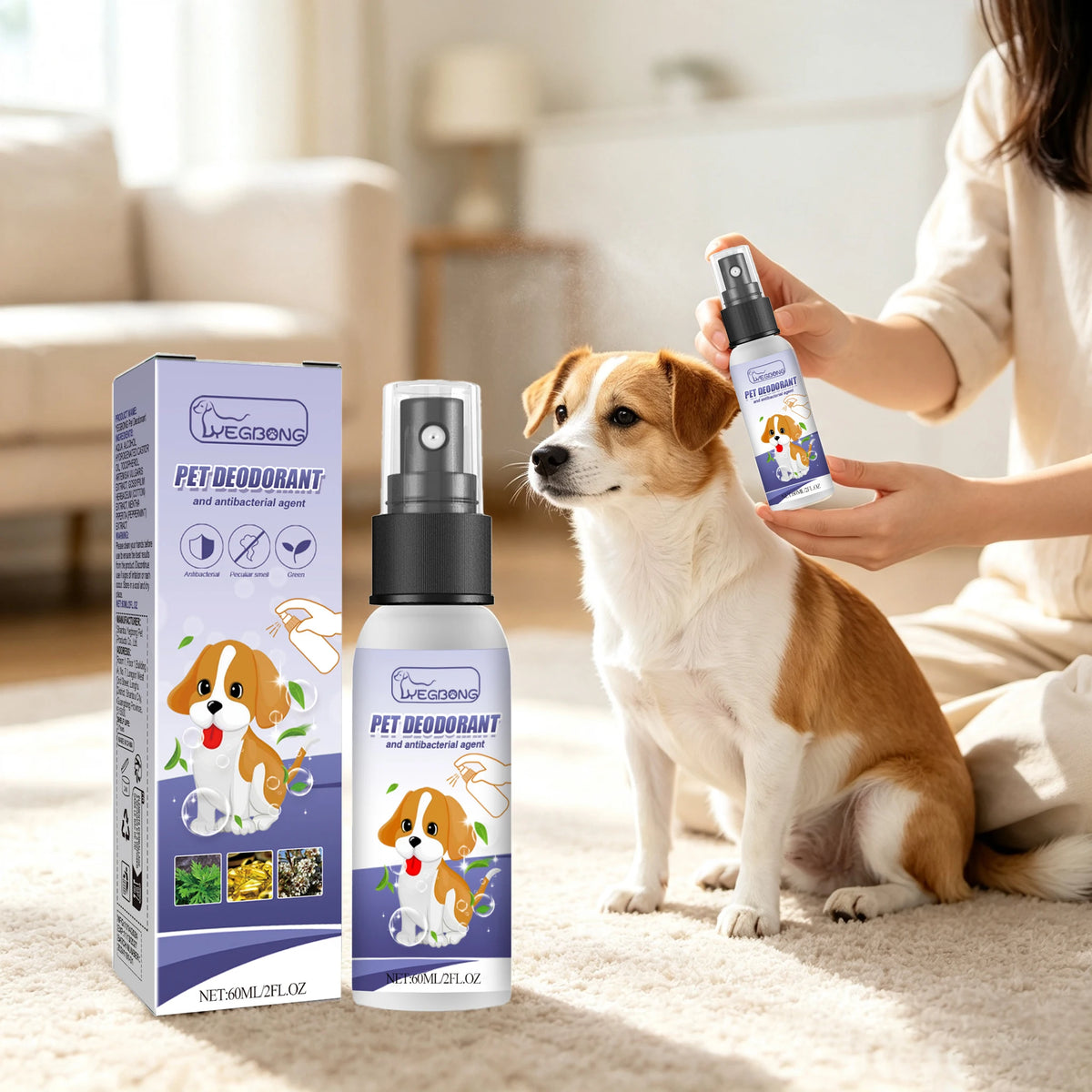 Yegbong Pet Deodorant Spray Non Irritating Moisturizing Skin Care