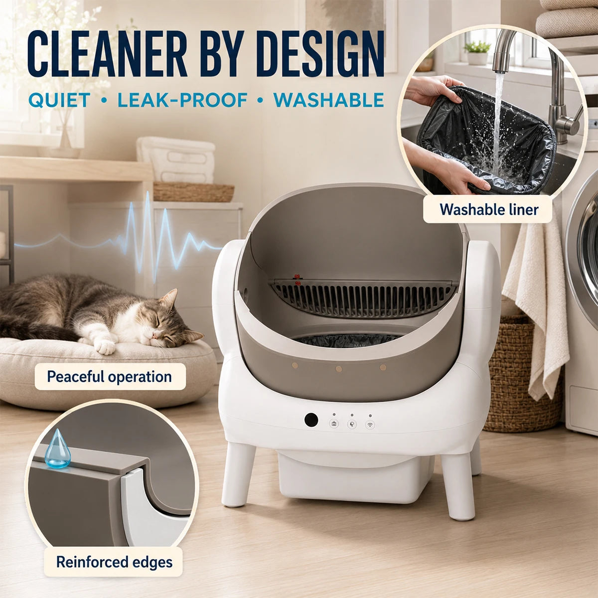 Cumrige Automatic Self Cleaning Cat Litter Box With WiFi Control