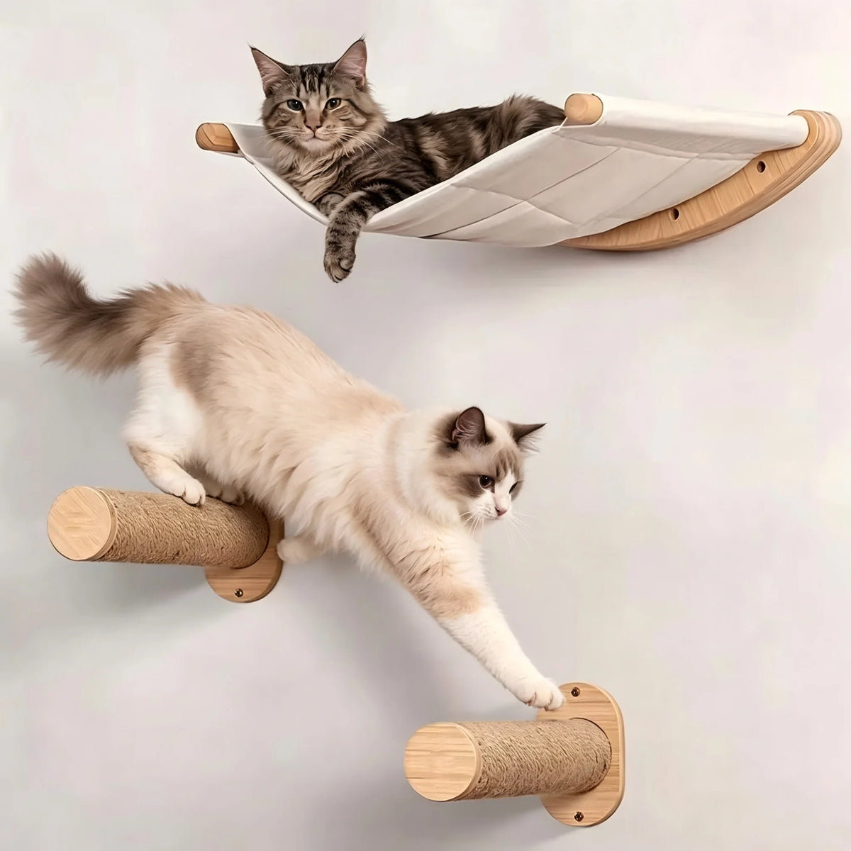 CWV Wall Mounted Cat Hammock Climbing Shelf With Scratching Perch