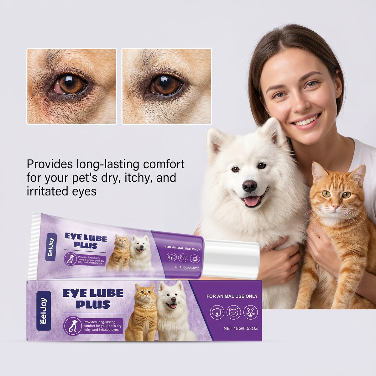 15G Pet Eye Tear Stain Remover Gentle Cleaning Tear Stains No-rinse Cleaning Non-irritating Portable Daily Care Pet Eye Stain Remover for Pets & Dogs
