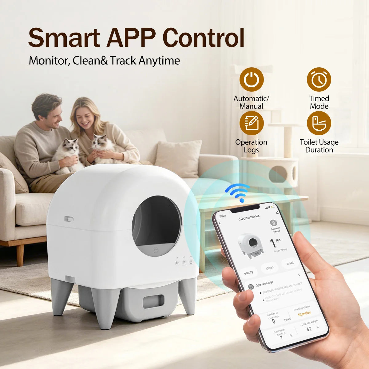 Automatic Smart Self Cleaning Enclosed Cat Litter Box Toilet