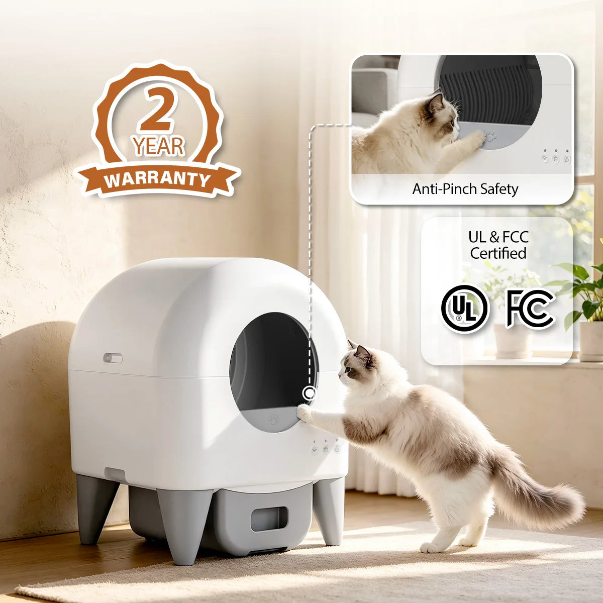 Automatic Smart Self Cleaning Enclosed Cat Litter Box Toilet