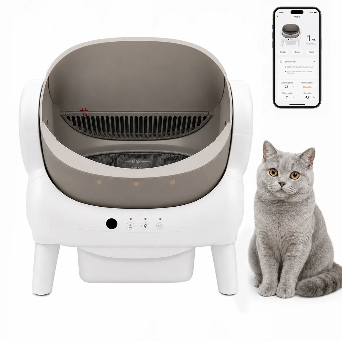 Cumrige Automatic Self Cleaning Cat Litter Box With WiFi Control