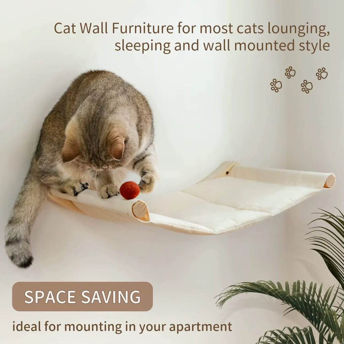 CWV Wall Mounted Cat Hammock Climbing Shelf With Scratching Perch