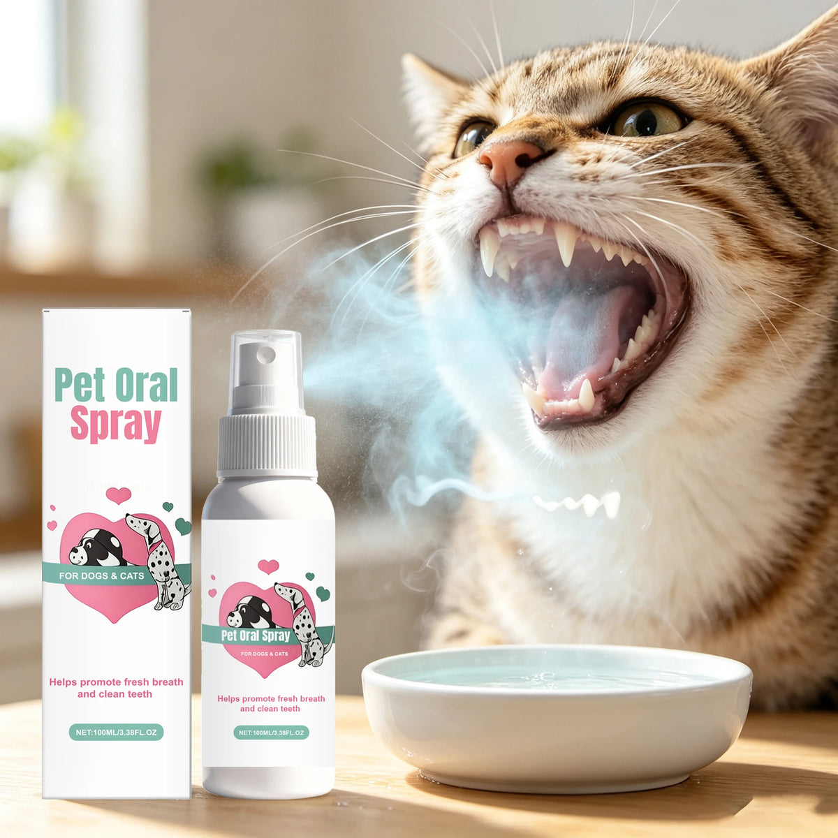 100ML Pet Oral Care Spray Gentle Remove Teeth Stains Prevent Plaque Eliminate Bad Breath Reduce Tartar Promote Pet Health Pet Dental Care Spray