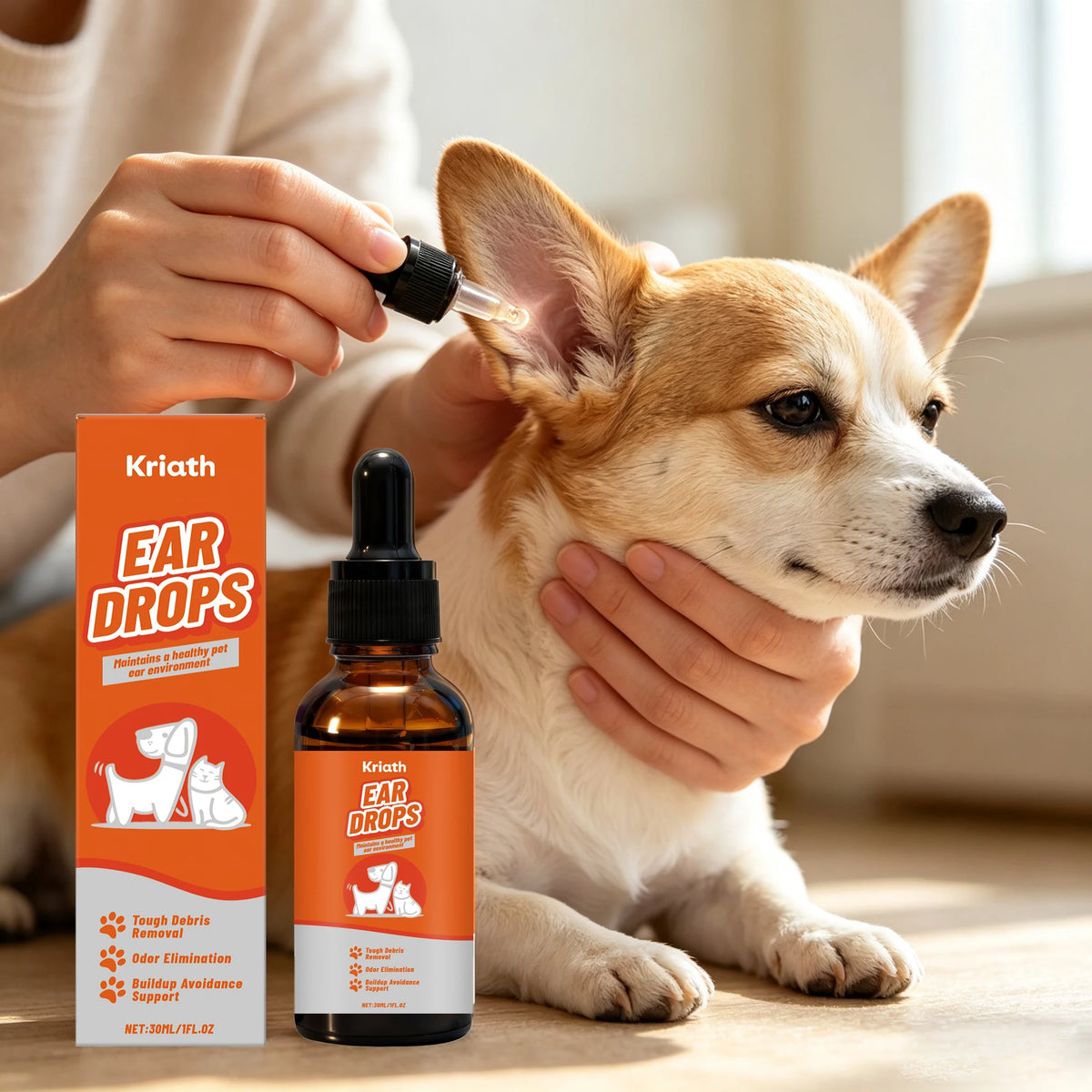 30ML Pet Ear Care Drops Gentle Remove Tough Debris Eliminate Bad Odor Maintain Ear Health Non-irritating Relief Discomfort Pet Ear Care Serum for Cats & Dogs