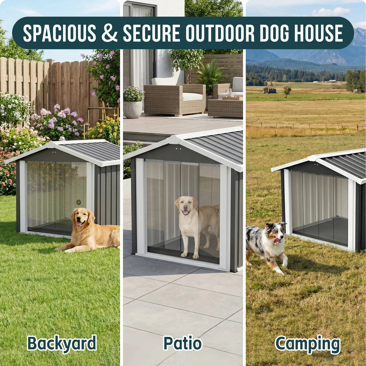 Spacious Metal Dog House And Waterproof Outdoor Storage Shed