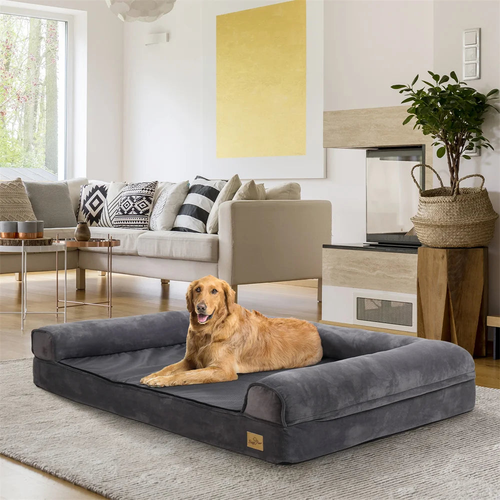 Borwart Orthopedic Memory Foam Calming Dog Bed With Removable Cover