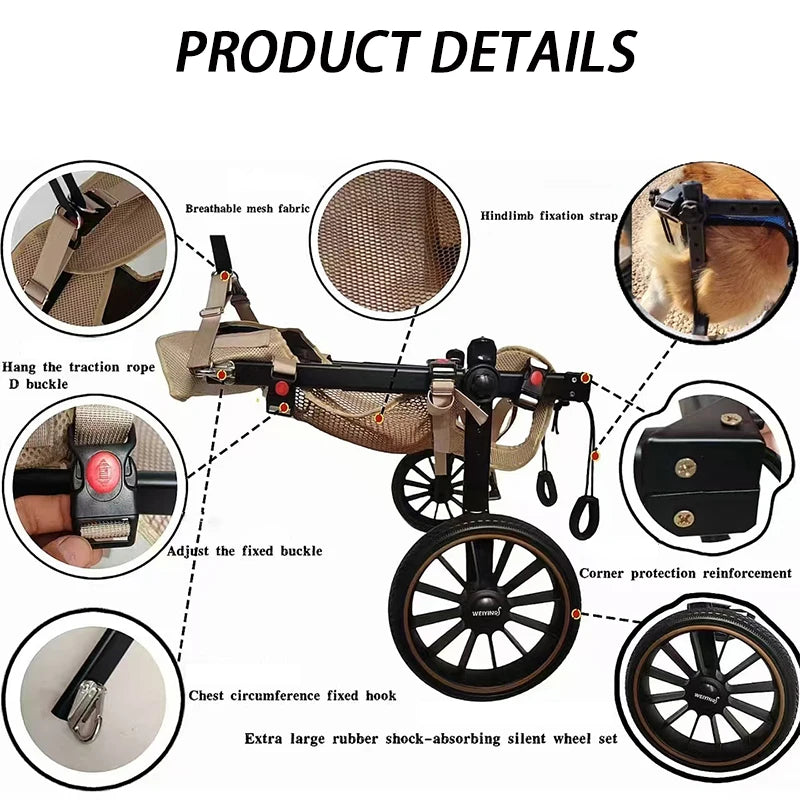Adjustable Dog Wheelchair For Back Legs Support And Therapy