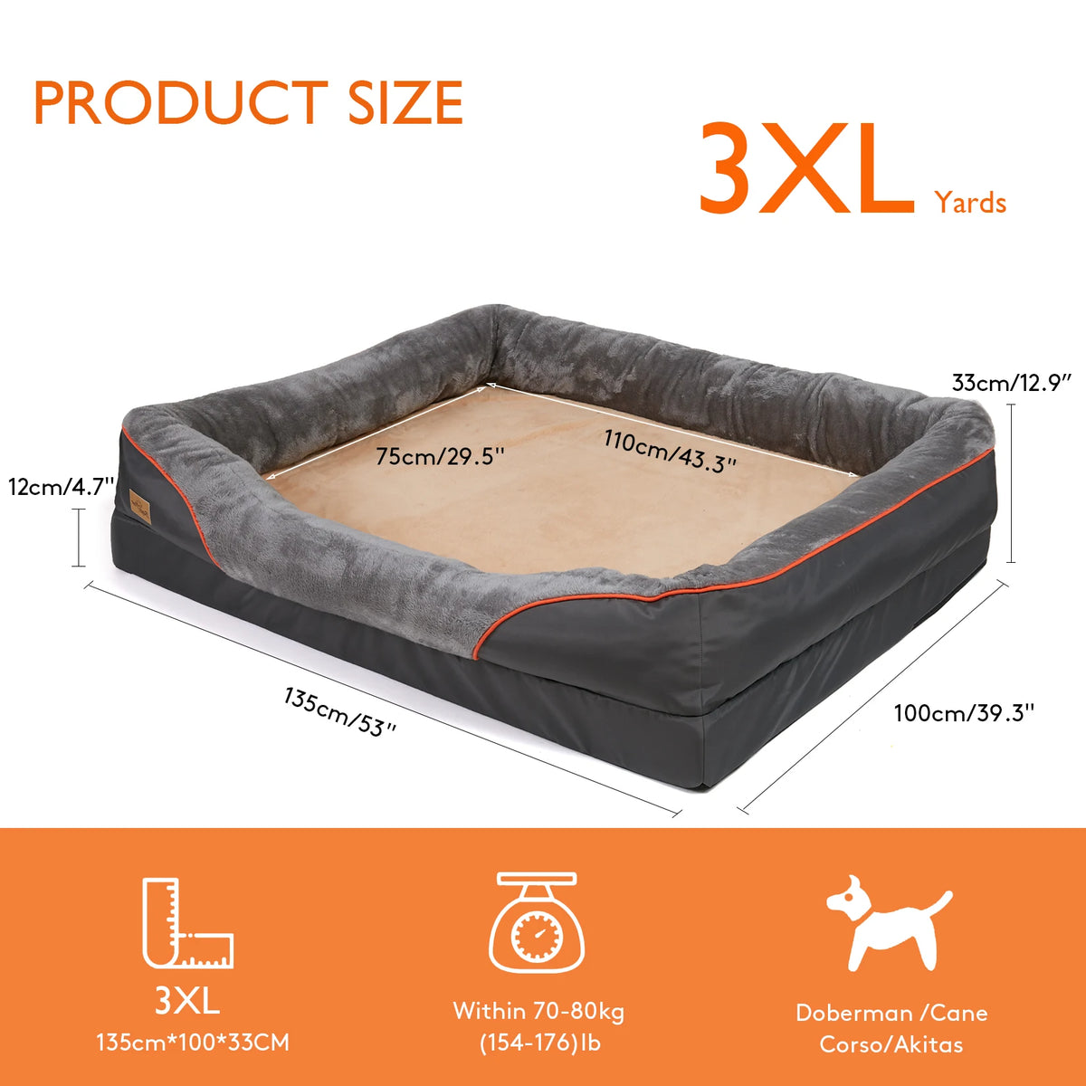 BINGOPAW Waterproof Dog Bed With Washable Fleece Cover