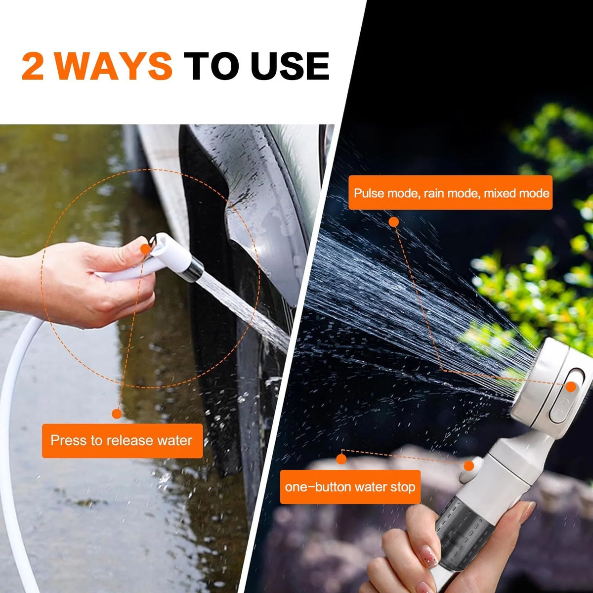 Portable Outdoor Shower Pump Handheld Rechargeable Gentle Flow for Camping Car Washing Pet Bathing Watering Flowers Travel Lightweight Durable Sprayer High Flow Adjustable Nozzle for Strong Yet Gentle Spray Gardening and Pet