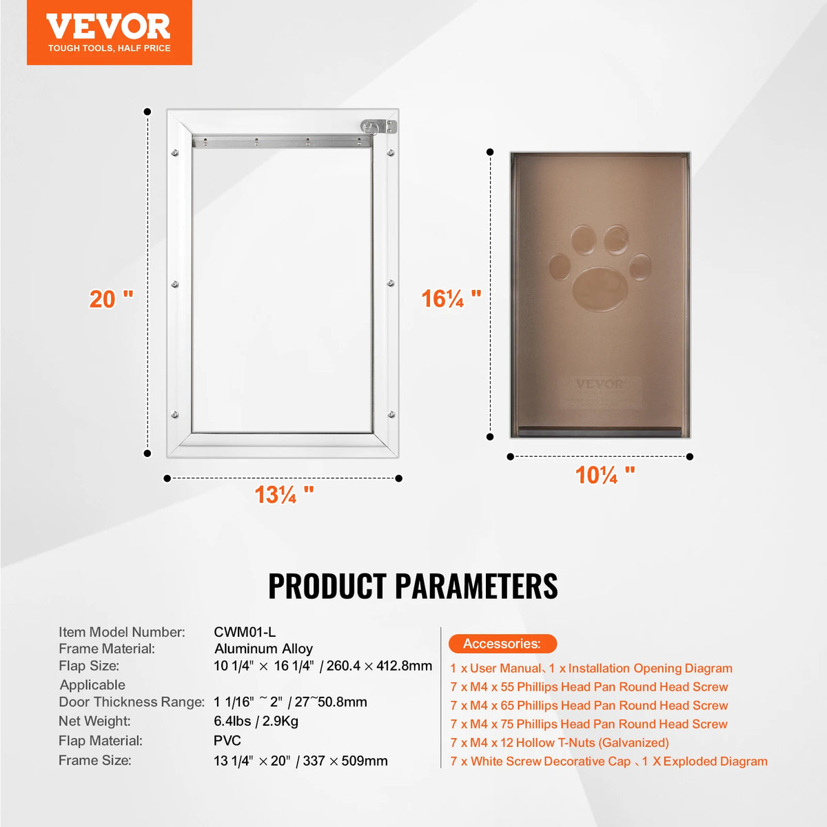 Weatherproof Aluminum Pet Door With Lock And Flap System