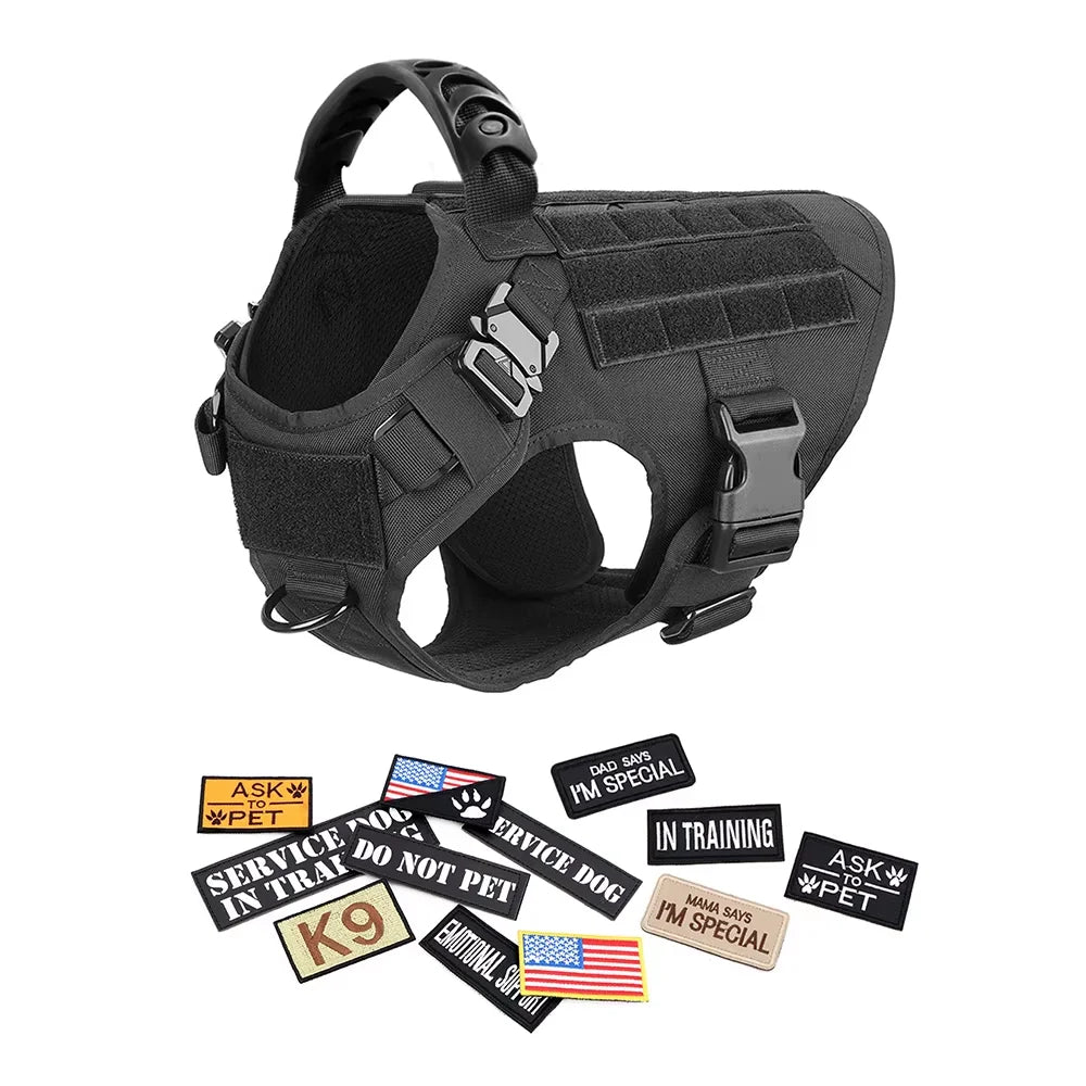 Petravel Tactical Dog Harness Vest With Collar Leash Set