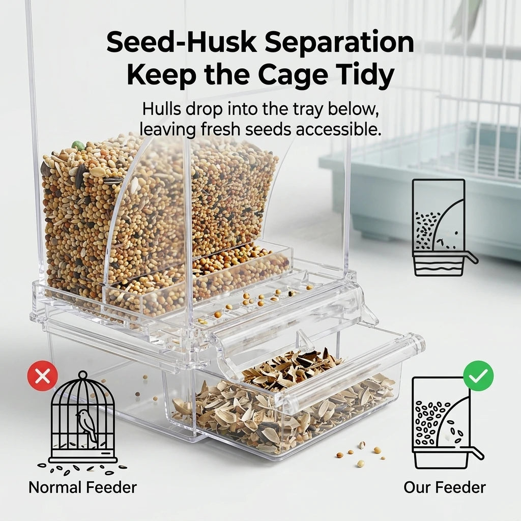 Clear Acrylic Spill Proof Bird Feeder Cage Accessory