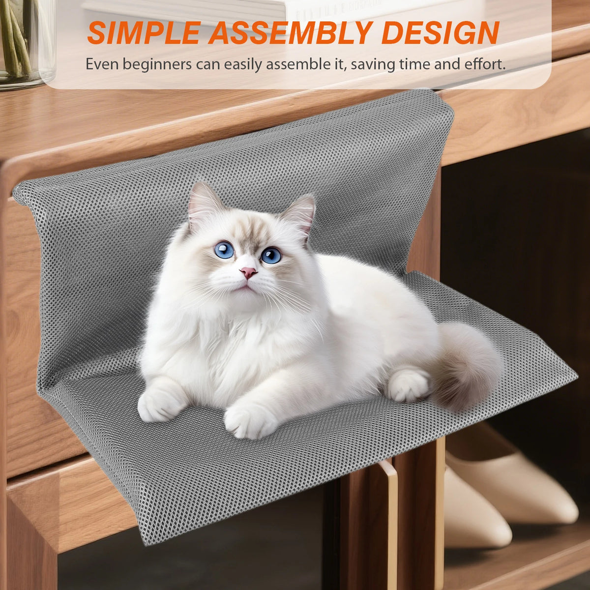 Cat Pet Animal Hanging Bed Detachable and Foldable Hanging Cat Nest Cats L-shaped Hammock for Cats and Kittens