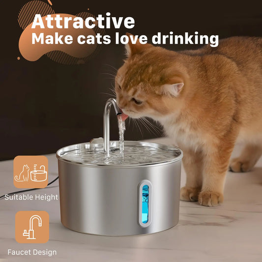 Weomg Automatic Stainless Steel Cat Drinking Fountain