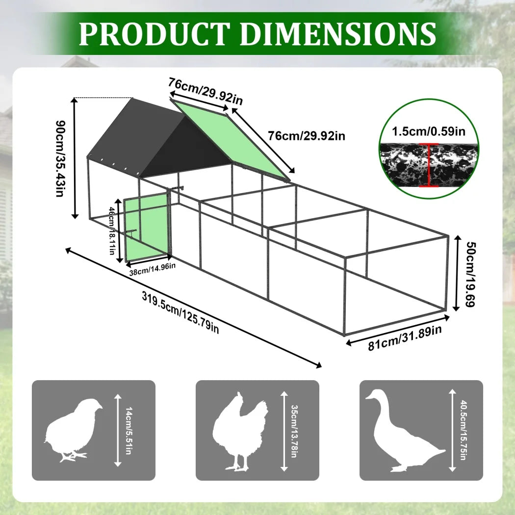 Borwart Outdoor Chicken Coop Cage With Sunshade Roof And Nylon Mesh