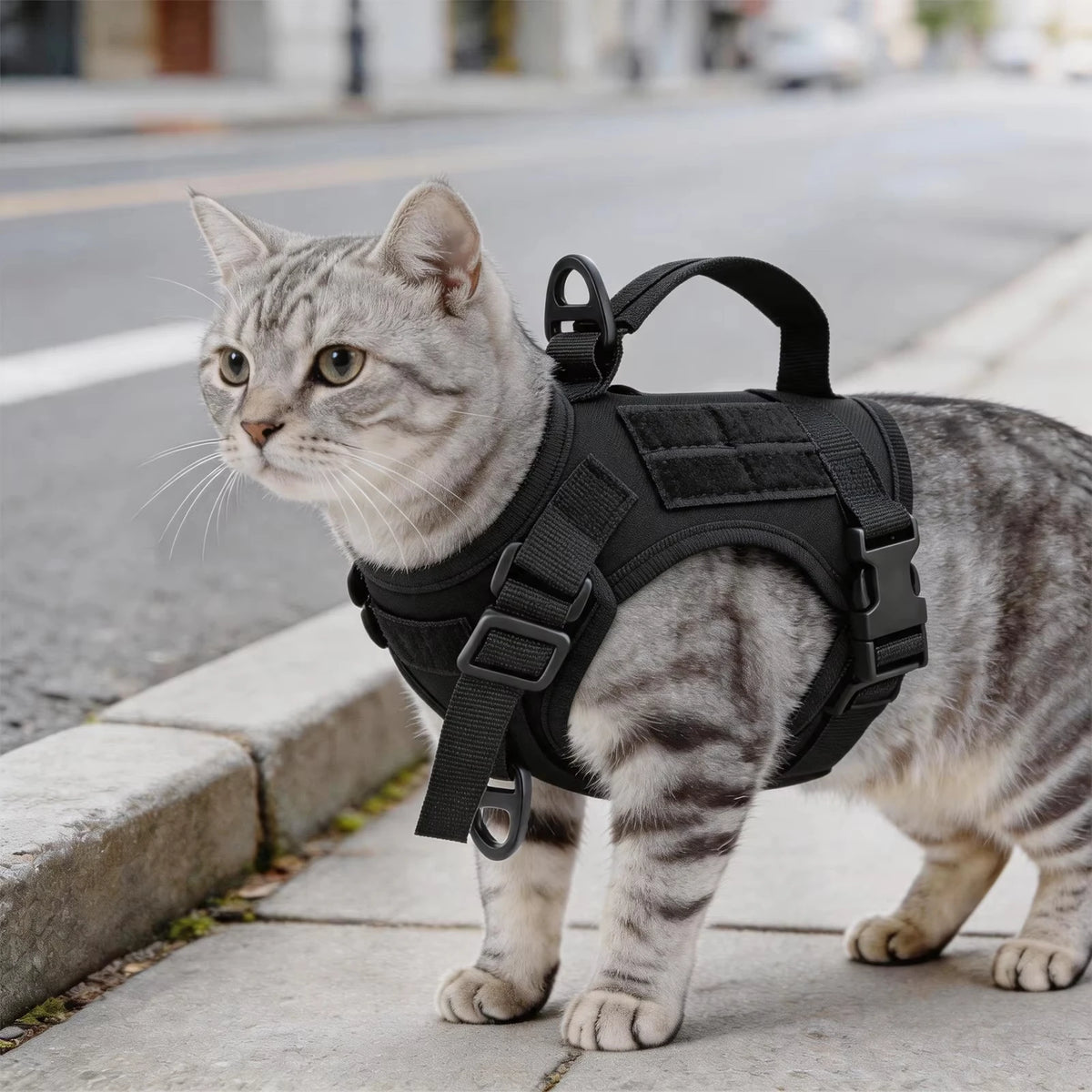 Petravel Adjustable Tactical Cat Harness Vest And Leash Set