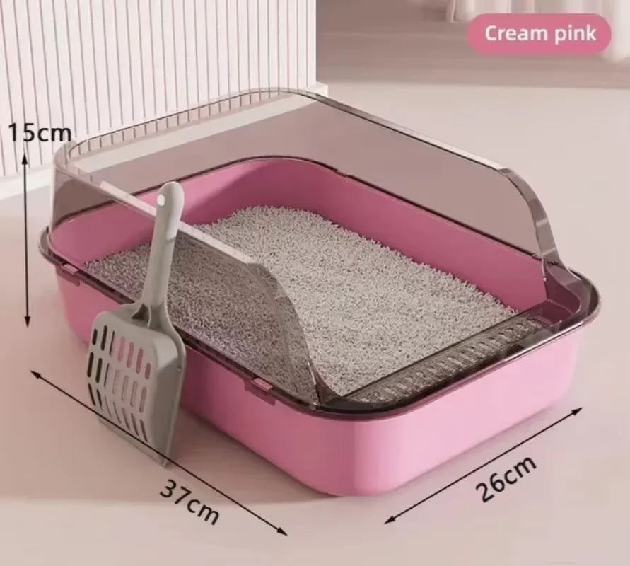 Semi Enclosed Cat Litter Box With High Sides Indoor Use