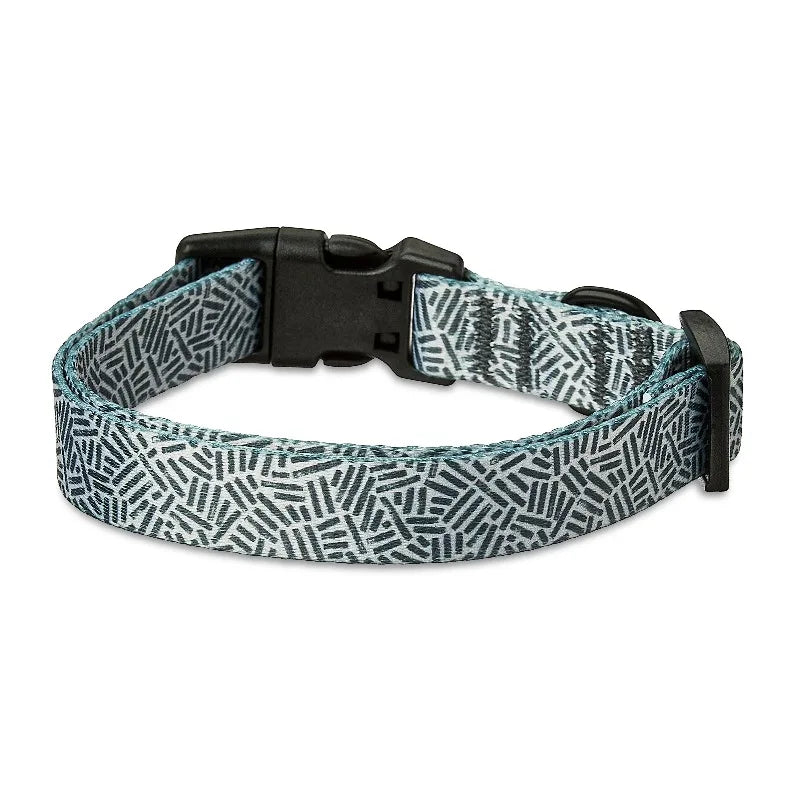 Polyester Cushioned Adjustable Dog Collar, Gray Print, M