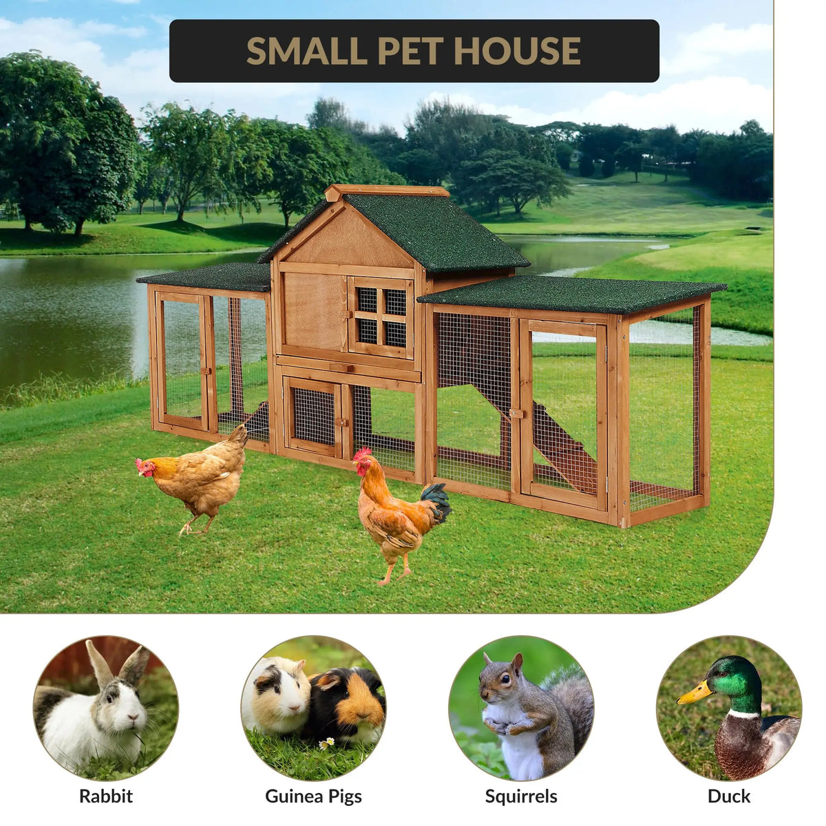 DishyKooker Two Story Wooden Bunny Hutch With Ramp And Runs
