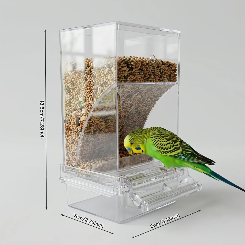 Clear Acrylic Spill Proof Bird Feeder Cage Accessory
