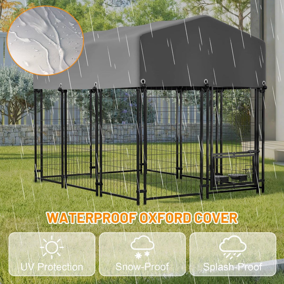 Heavy Duty Welded Wire Dog Kennel With Outdoor Waterproof Cover