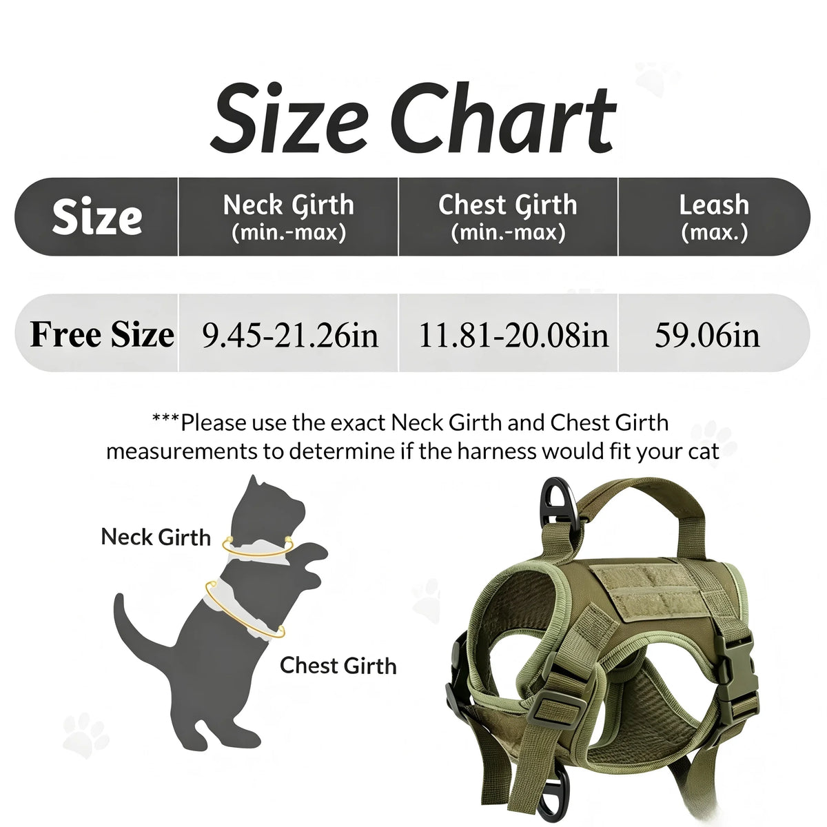 Petravel Adjustable Tactical Cat Harness Vest And Leash Set