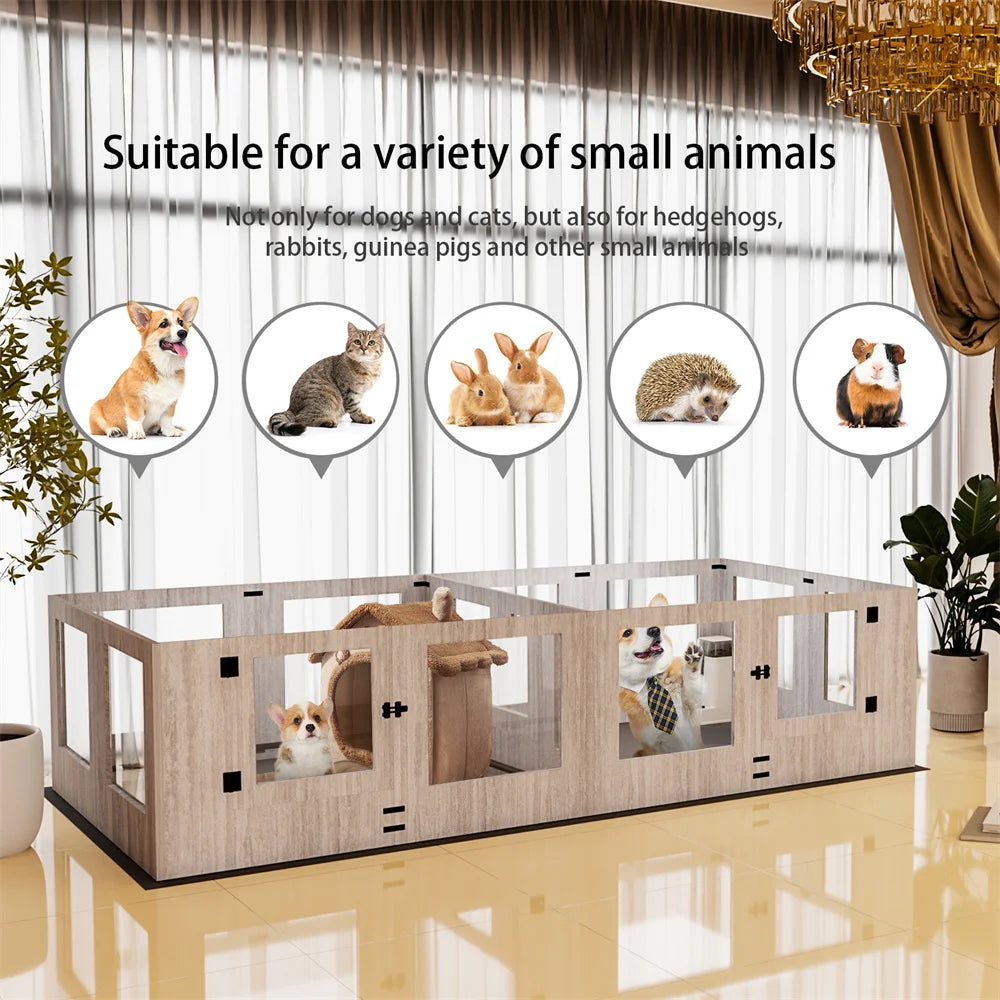 Borwart Tempered Glass Dog Playpen Whelping Box With Mat