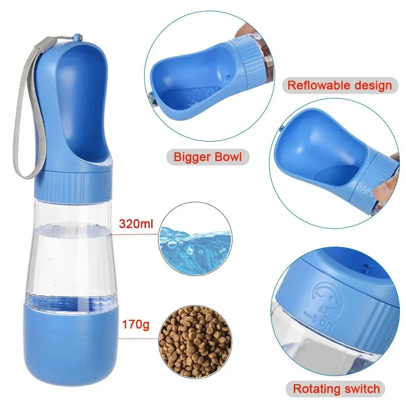 Portable Pet 2 in 1 Water Bottle and Food Dispenser